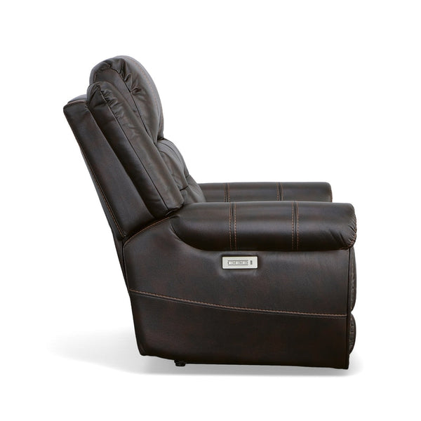 Flexsteel Oscar Fabric Power Recliner with Power Headrest in Molasses