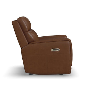 Flexsteel Alister Leather Power Gliding Recliner with Power Headrest and Lumbar in Sedona