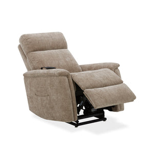 Flexsteel Zero Gravity Luma Fabric Power Lift Recliner with Power Headrest, Lumbar, Heat & Massage in Light brown