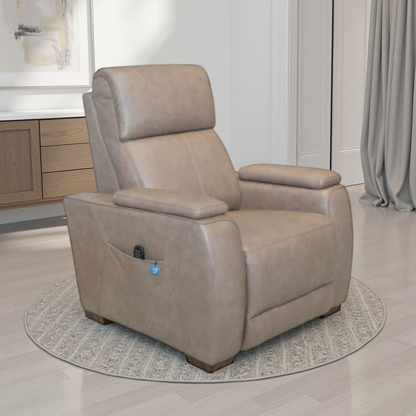Flexsteel Zero Gravity Vibe Fabric Power Recliner with Power Headrest, Lumbar, Heat, Massage & Pulse in Cognac Dune
