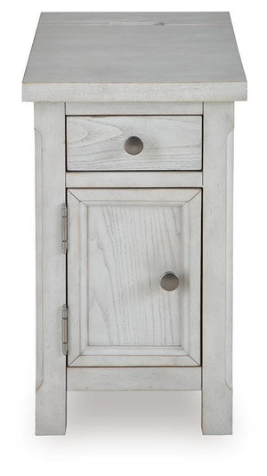 Robbinsdale 1-Door 1-Drawer Chairside End Table with USB Antique White