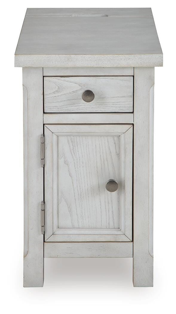Robbinsdale 1-Door 1-Drawer Chairside End Table with USB Antique White
