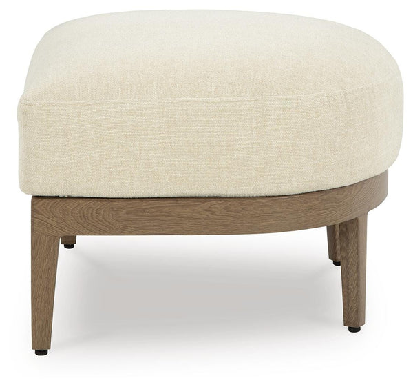 Serene Bay Outdoor Ottoman with Cushion Dark Brown/White