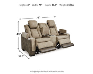 Next-Gen Durapella Zero Gravity P2 Power Reclining Adjustable Headrest Console Loveseat & USB Sand