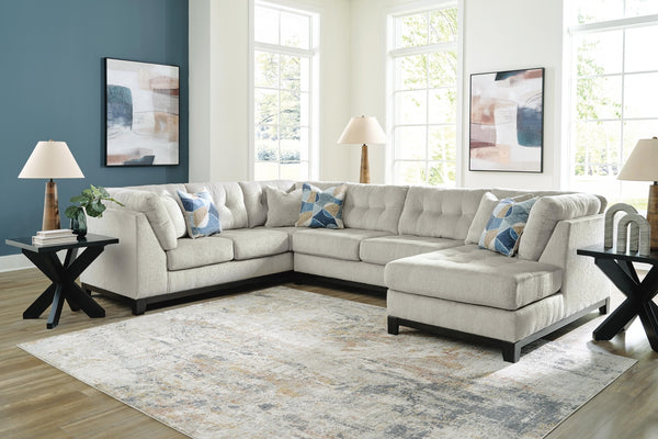 Maxon Place 3-Piece Fabric Stationary Sectional with Chaise Stone