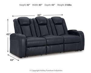 Fyne-Dyme P2 Power Adjustable Headrest Reclining Sofa Sapphire