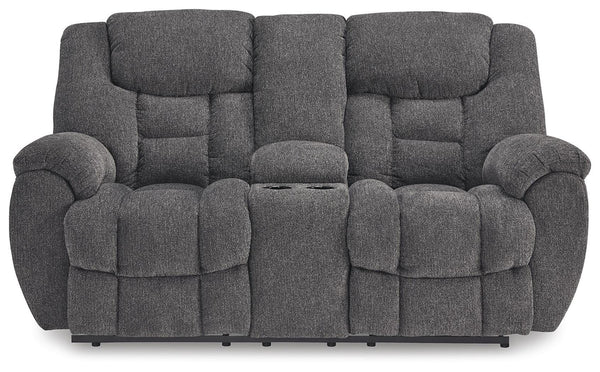 Foreside Reclining Console Loveseat Charcoal