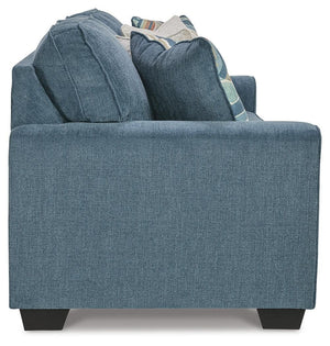 Cashton Queen Fabric Stationary Sofa Stationary Sleeper Blue