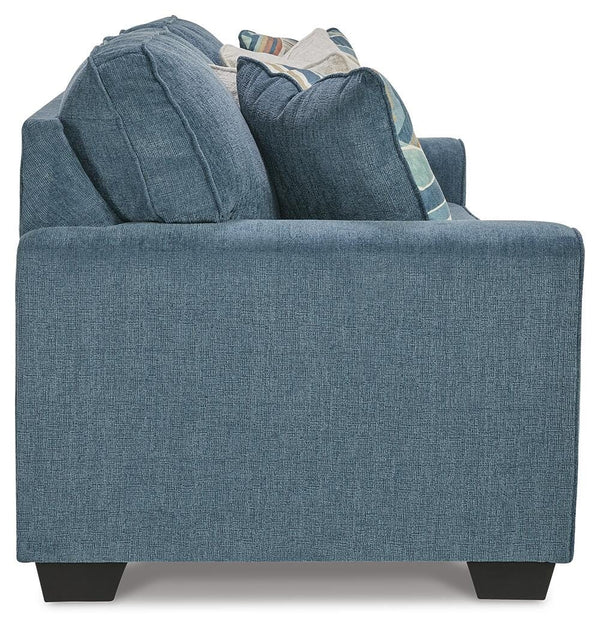 Cashton Queen Fabric Stationary Sofa Stationary Sleeper Blue