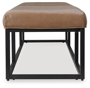 Joston All Leather Rectangle Accent Bench Caramel