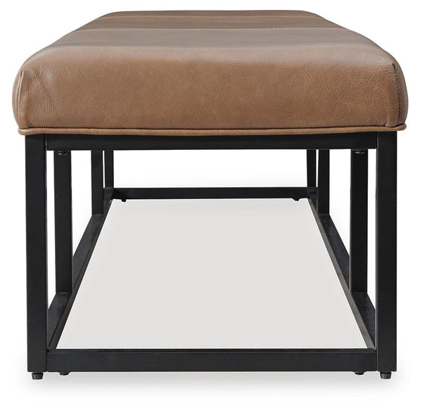 Joston All Leather Rectangle Accent Bench Caramel
