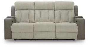 WhipLash Power Adjustable Headrest Reclining Fabric Sofa Sisal