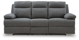 Side-Swipe Reclining Fabric Sofa with Drop Down Table Charcoal