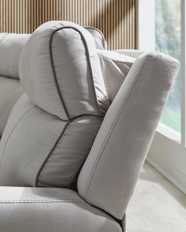 Social Pointe P2 6-Piece Power Reclining Fabric Zero Gravity Sectional Pearl/Ash