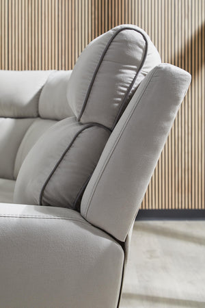 Social Pointe P2 5-Piece Power Reclining Fabric Zero Gravity Sectional Pearl/Ash