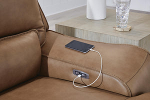 DeepWakes P2 3-Piece Power Reclining Leather Zero Gravity Sectional with Chaise Caramel