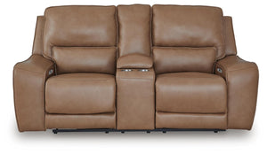 DeepWakes P2 Zero Gravity Power Leather Reclining Adjustable Headrest Console Loveseat Caramel