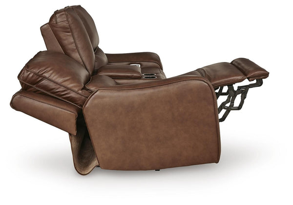 DeepWakes Zero Gravity P2 Power Leather Reclining Adjustable Headrest Console Loveseat Canyon