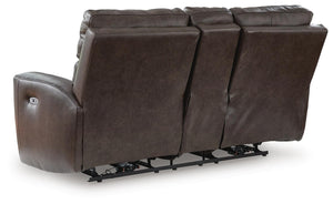 Crossplex Zero Gravity P2 Power Leather Reclining Adjustable Headrest Console Loveseat Smoke