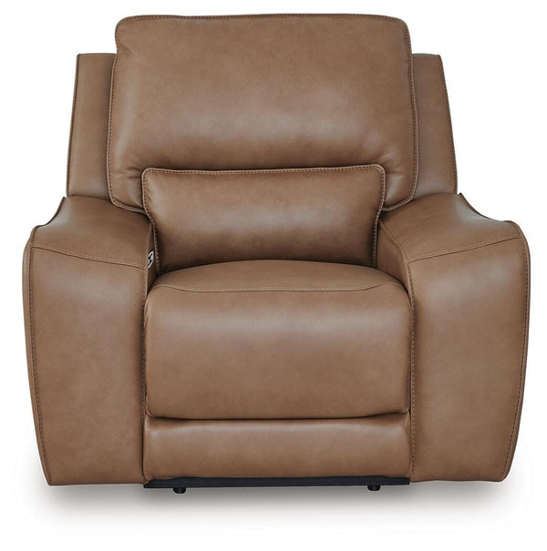 DeepWakes Zero Gravity P2 Dual-Power Adjustable Headrest Leather Recliner Caramel