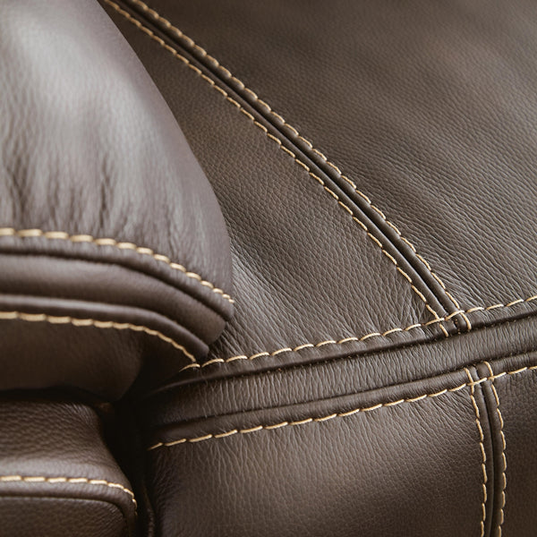 Dunleith 2-Piece Power Reclining Leather Zero Gravity Sectional Loveseat With Adjustable Head & Foot & USB Chocolate