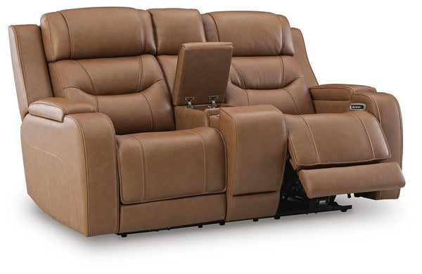 Knightington Zero Gravity P3 Power Leather Reclining Loveseat with Audio Seating Caramel