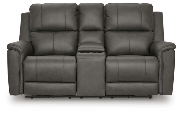 Bleckley Zero Gravity P2 Power Leather Reclining Adjustable Headrest Console Loveseat Anchor