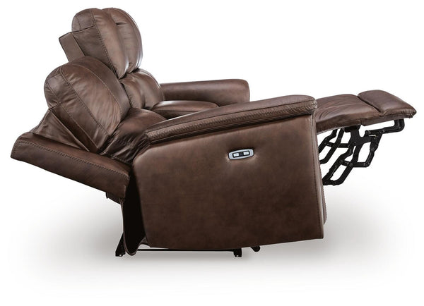 Bleckley Zero Gravity P2 Power Leather Reclining Adjustable Headrest Console Loveseat Espresso