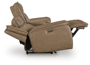 Glencroft Zero Gravity P2 Power Leather Reclining Adjustable Headrest Console Loveseat Sahara