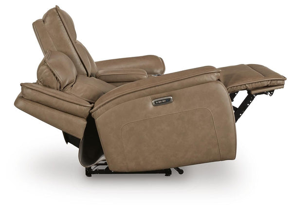 Glencroft Zero Gravity P2 Power Leather Reclining Adjustable Headrest Console Loveseat Sahara