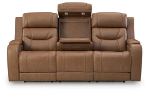Knightington P3 Power Leather Reclining Zero Gravity Sofa with Audio Seating Caramel