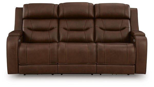 Knightington P3 Power Leather Reclining Zero Gravity Sofa with Audio Seating Brown