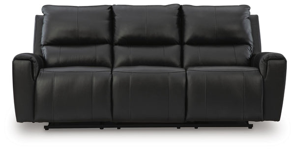 Glossmore Leather Reclining Sofa Black