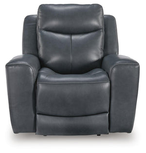 Next Move P2 Dual-Power Adjustable Headrest Leather Recliner Admiral