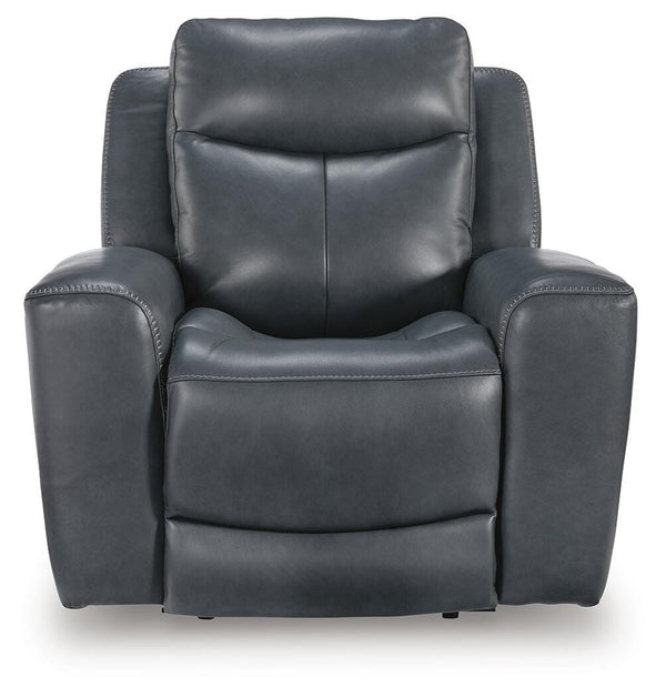 Next Move P2 Dual-Power Adjustable Headrest Leather Recliner Admiral