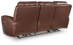 Next Move Power Adjustable Headrest Leather Reclining Sofa Mahogany