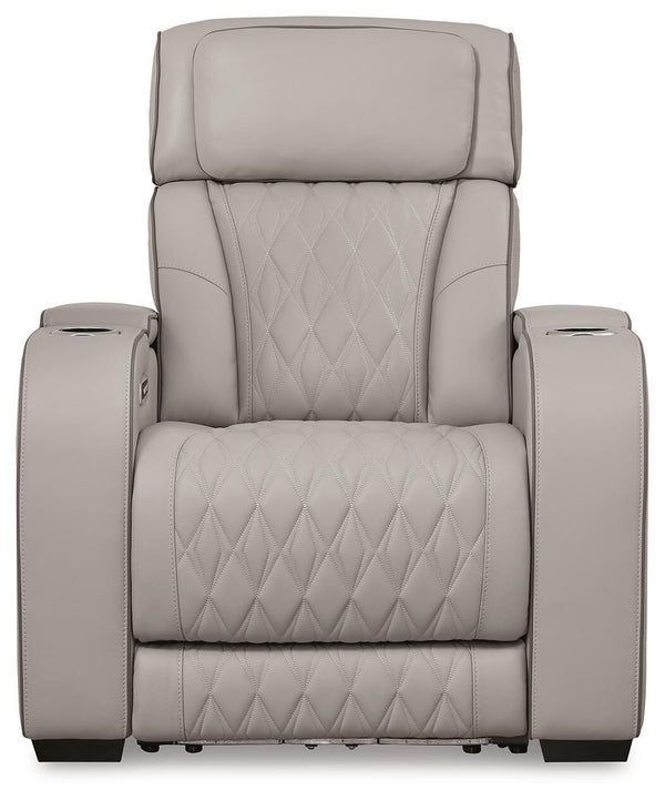 Boyington Zero Gravity P2 Dual-Power Adjustable Headrest Leather Heat Massage Recliner Gray