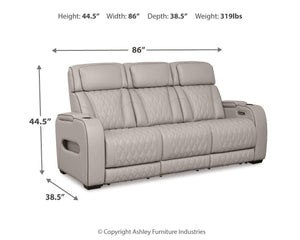 Boyington P2 Power Adjustable Headrest Leather Reclining Zero Gravity Sofa Gray