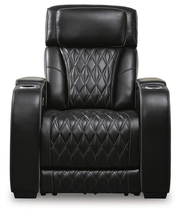 Boyington Zero Gravity P2 Dual-Power Adjustable Headrest Leather Heat Massage Recliner Black