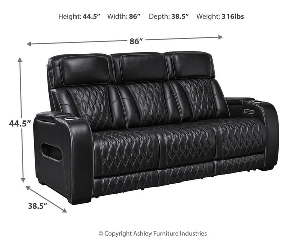 Boyington P2 Power Adjustable Headrest Leather Reclining Zero Gravity Sofa Black
