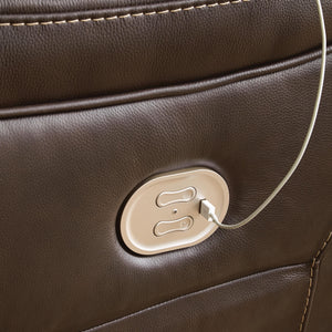 Dunleith 7-Piece Power Reclining Leather Zero Gravity Sectional With Adjustable Head & Foot & USB Chocolate