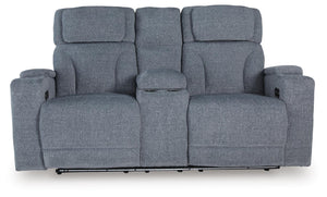 Studio Cave P2 Power Reclining Adjustable Headrest Console Loveseat Steel
