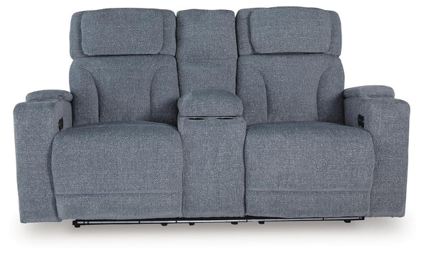 Studio Cave P2 Power Reclining Adjustable Headrest Console Loveseat Steel