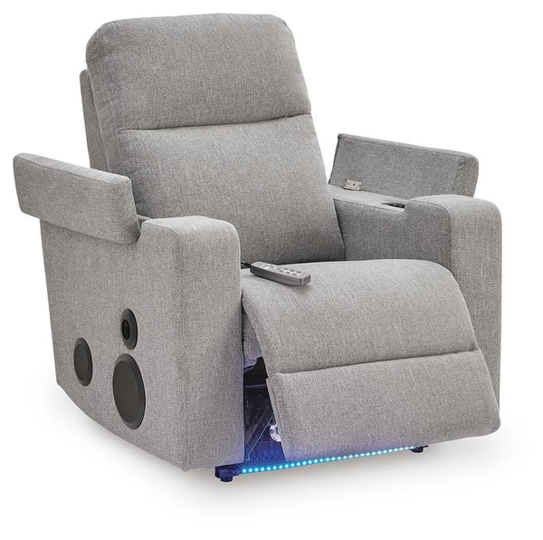Pineland Power Glider Recliner with Audio System Pewter