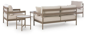 Bluff Trail Outdoor Loveseat, Chairs & Table Set Beige