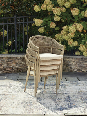 Orchard Beach Outdoor Arm Chair with Cushion Beige