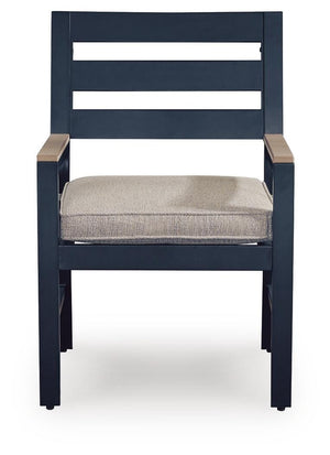 East Beach Outdoor Arm Chair with Cushion Navy Blue/Driftwood