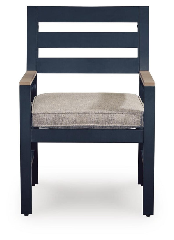 East Beach Outdoor Arm Chair with Cushion Navy Blue/Driftwood
