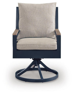 East Beach Outdoor Swivel Chair with Cushion Navy Blue/Driftwood