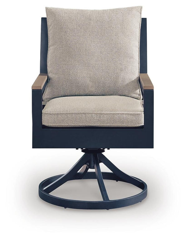 East Beach Outdoor Swivel Chair with Cushion Navy Blue/Driftwood